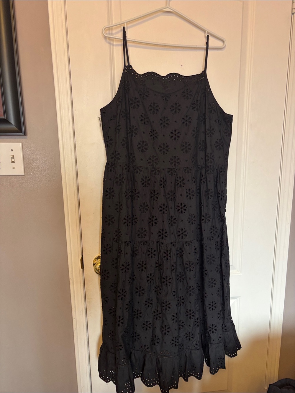 Aritzia Black Eyelet Tiered Midi Dress